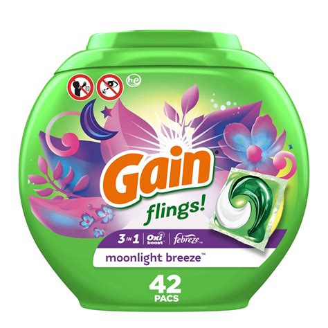 gain flings laundry detergent soap pods moonlight breeze  ct