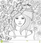 Coloring Adult Book Girl Pages Face Illustration Vector Drawn Pattern Hand Beautiful Stress Anti Stock Girls Teenagers Older Sheets Teen sketch template