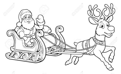 santa claus   flying christmas sleigh sled  reindeer stock