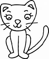 Clipart Cat Outline Clip Cliparts Cute Library Color sketch template