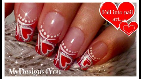 valentines day nails red heart nail art dizayn nogtey na den valentina youtube