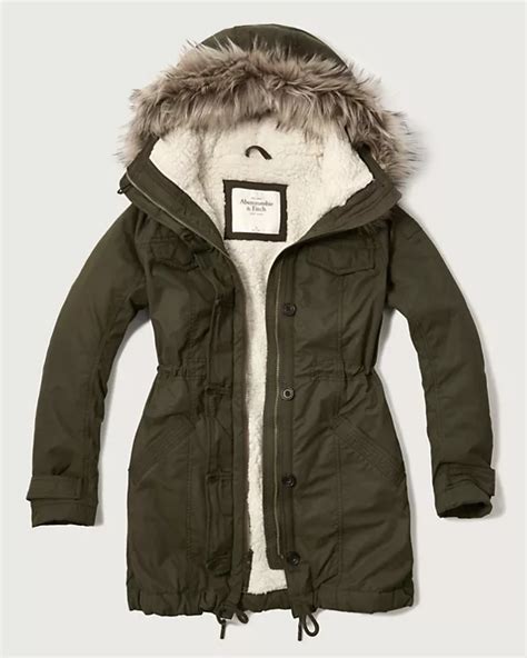 Womens Aandf Sherpa Lined Military Parka Womens Clearance