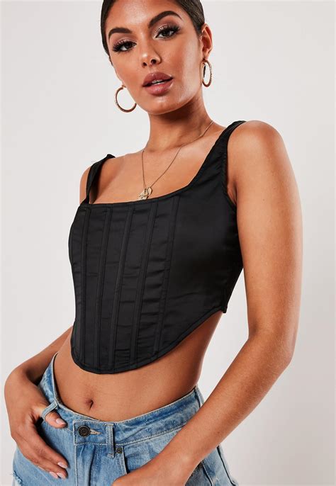 black satin corset top missguided australia