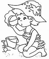 Girl Little Coloring Pages Beach Girls Drawing Sweet Line Kids Getdrawings Playing Getcolorings sketch template
