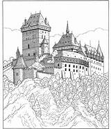Coloring Castle Pages Castles Fantasy Adults Notebook Dover Paper Adult Book Letterhead Drawing Kasteel Printable Colouring Bavaria Neuschwanstein Kleurplaat Drawings sketch template