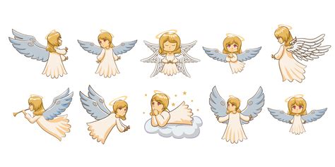 angel cartoon set  vector art  vecteezy