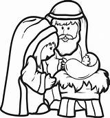 Jesus Coloring Mary Joseph Baby Nativity Pages sketch template