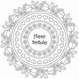 Coloring Birthday Happy Pages Adult Mandala Printable Adults Colouring Print Color Roses Mandalas Card Printables Sheets Grown Coloriage Hard Mothers sketch template