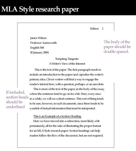 mla style guide section headings