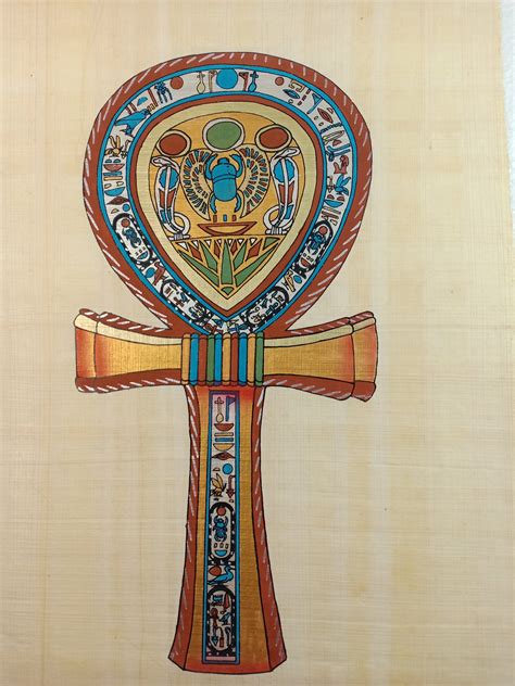 hand painted ancient egyptian ankh papyrus symbol  eternal etsy
