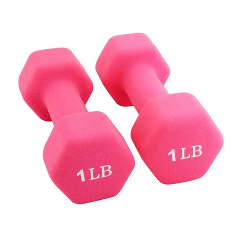 portzon set   neoprene dumbbell hand weights anti slip anti roll pink  pound pair