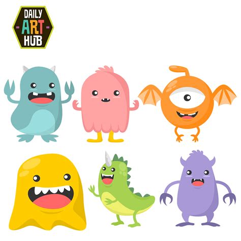 cute monsters clip art set daily art hub graphics alphabets svg