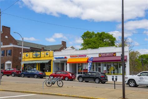 historic commercial buildings newton ma usa editorial stock photo image  business