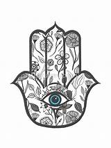 Hamsa Hand Simple Floral Drawn Stickers Redbubble Drawing Drawings Sticker Eye Evil Tattoo Draw Iphone Choose Board Hands sketch template