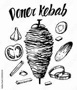 Kebab Doner Drawn Hand Converted sketch template