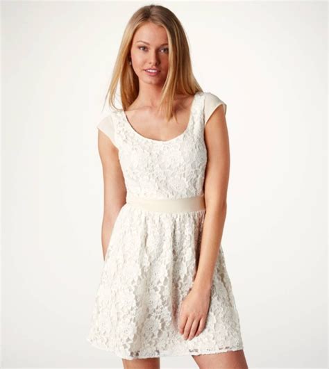 Pretty White Laced Sleeved Dress