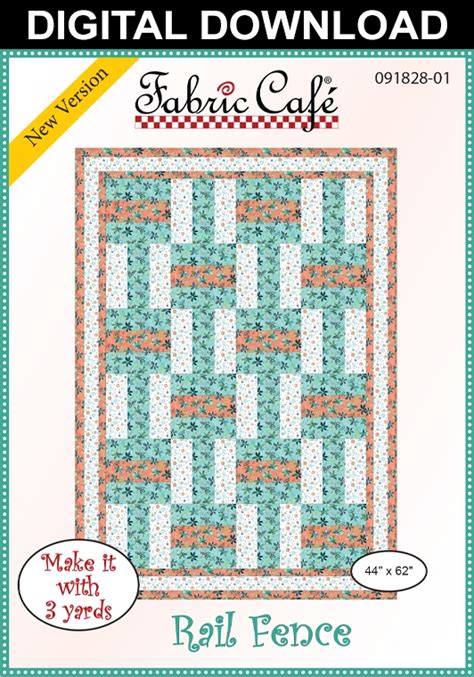 rail fence downloadable  yard quilt pattern