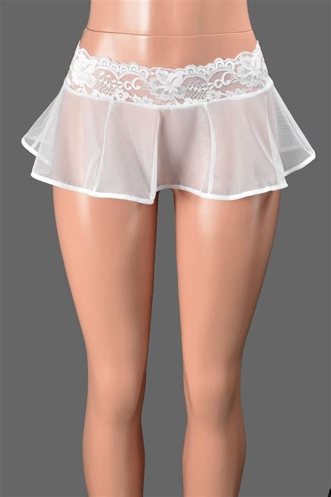 sheer white mesh and lace micro mini skirt xs s m l see etsy