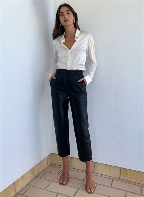 elegant leather pants outfit ideas