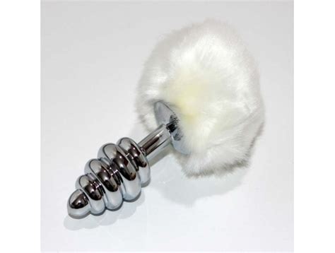 Bunny Tail Ribbed Metal Butt Plug Ribbed Anal Sex Toys