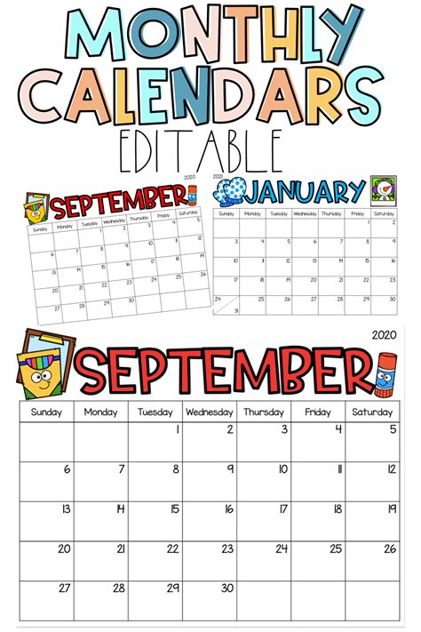 editable  printable calendar