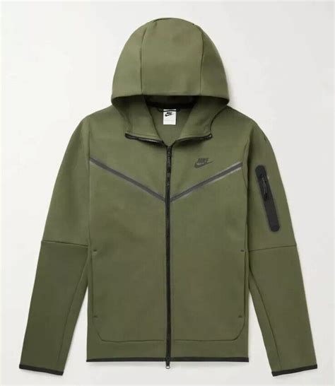 nike tech fleece mens sz xl windrunner hoodie olive green black cu  ebay