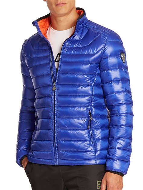 ea quilted puffer jacket  blue  men lyst