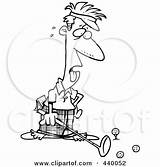 Exhausted Golfer Male Outline Cartoon Toonaday Royalty Illustration Rf Clip Golf sketch template