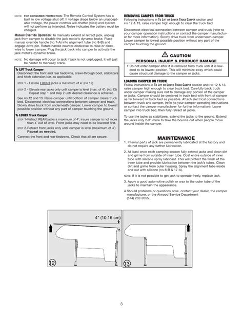 maintenance atwood truck camper jacks user manual page   original mode