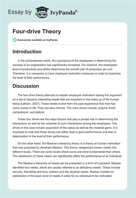 drive theory  words essay