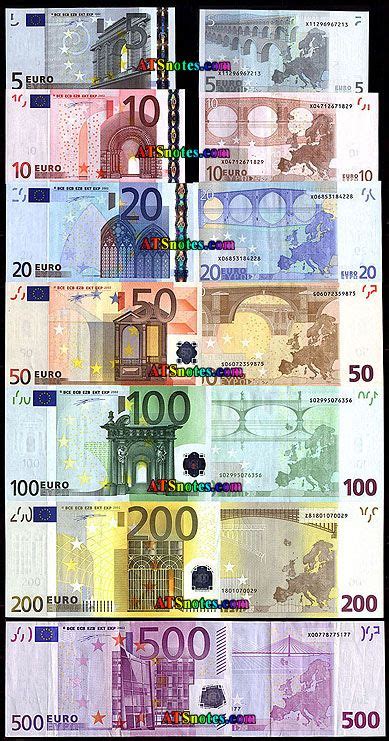 european currency euro banknoten money template banknote collection
