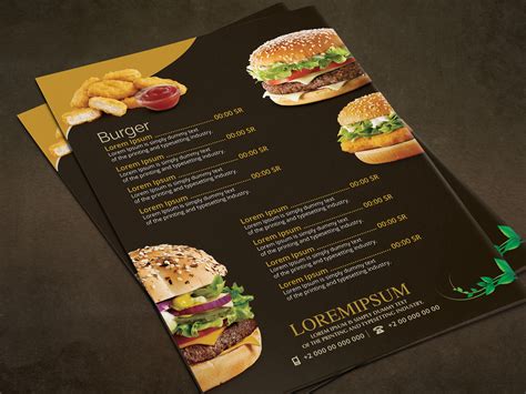 menu template  printable