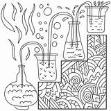 Coloring Violent Glassware Antistress Flasks Zen Laboratory Pipettes Curled sketch template
