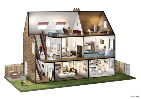 lloyds house cutaway illustration behance