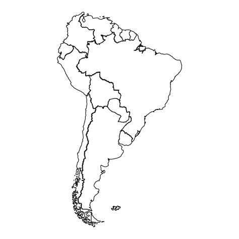 outline sketch map  south america  countries  vector art