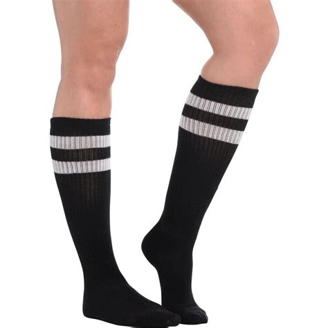 black stripe athletic knee high socks 19in party city
