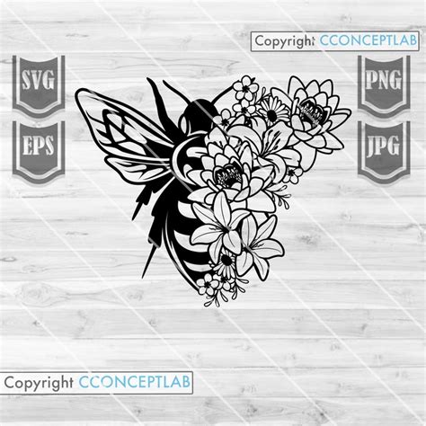 floral bee svg file bee svg bee clipart flowers bee etsy