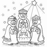 Coloring Christmas Three Wise Men Pages Nativity sketch template