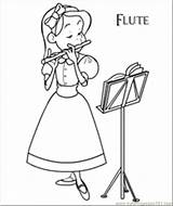 Flute Coloring Pages Music Drawing Instruments Printable Cartoon Musical Instrument Color Mandolin Singer Playing Girl Clipart Colouring Print Easy Country sketch template