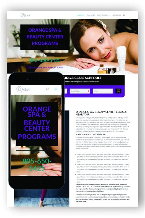 orange spa divi theme  spa wellness  beauty businesses