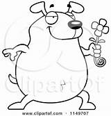 Dog Daisy Presenting Chubby Coloring Clipart Cartoon Cory Thoman Vector Outlined Illustration Royalty Scared Character Flower 2021 sketch template