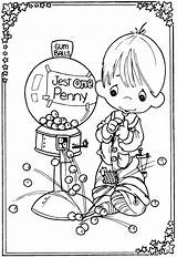 Coloring Precious Moments Pages Gum Machine Boy Christmas Adult Books Printable Kids Drawings Candy Color Gumball Child Cute Print Stamps sketch template