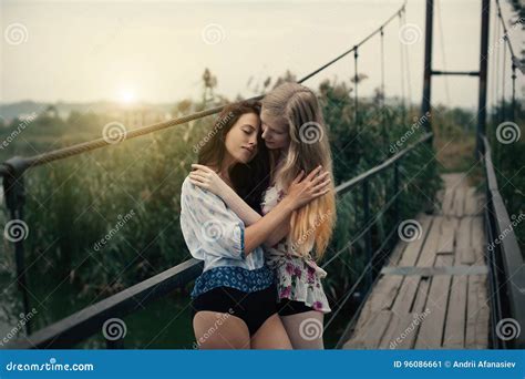 Lesbian Couple Together Outdoors Concept Stock Image Image Of Evening