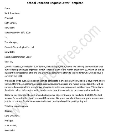 school donation request letter template letter writing tips