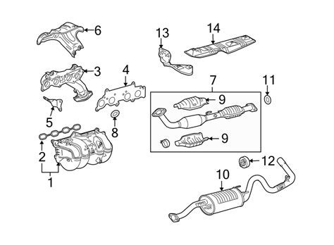 diagram exhaust system exhaust components manifold   toyota tacoma