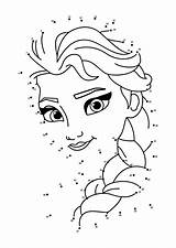 Connect Dots Elsa Coloring Pages Frozen Printables Disney Printable Printablee Via sketch template