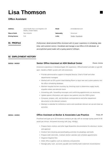 sample resume  office assistant tampahomc