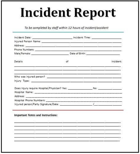 incident reports  report templates