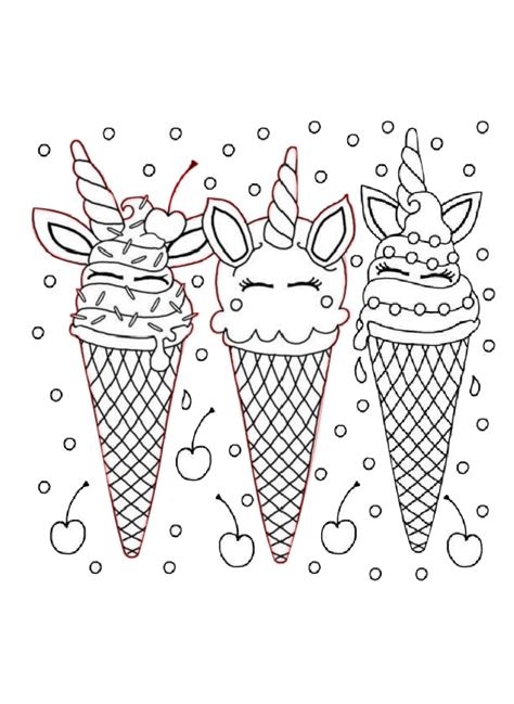 unicorn ice cream cone coloring page printable print  color