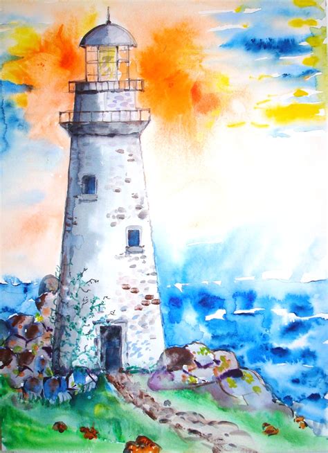 paint  lighthouse  watercolor  pictures wikihow